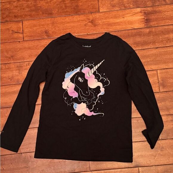 Girls Unicorn Long Sleeve T-Shirt Cat & Jack Black  M(6/7) - Picture 1 of 4